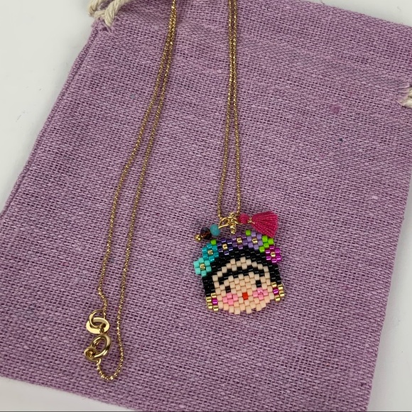 Hand Made Jewelry - Gold filled Necklace Miyuki beads Frida Khalo Hand Made Jewelry - Gold filled Necklace Miyuki beads Frida Khalo